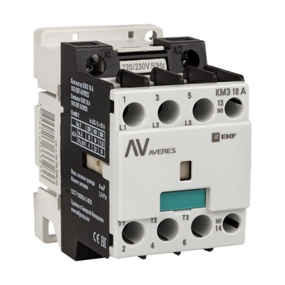 Контактор КМЭ 18А 1NO 230В АС AVERES ctr-s-18-10-230-av