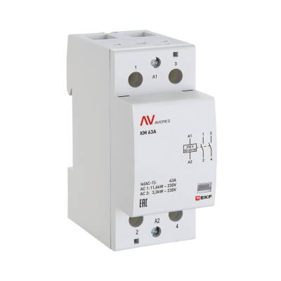 Контактор модульный КМ 63А 2NО 230VAC (2 мод.) AVERES EKF
