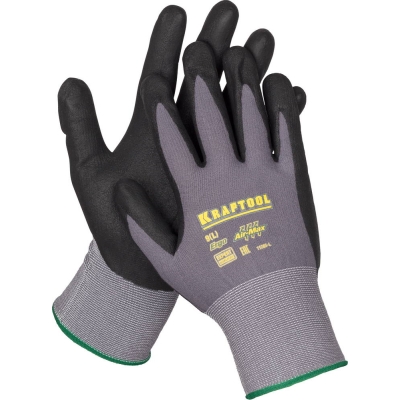 KRAFTOOL PRECISION, L (9), эластичные перчатки для точных работ, вспененное нитриловое покрытие, 15 класс (11285-L)