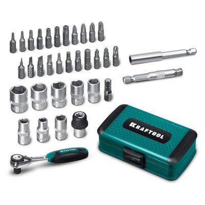 KRAFTOOL X-Drive 35, 35 предм., универсальный набор инструмента 1/4″ (27974)