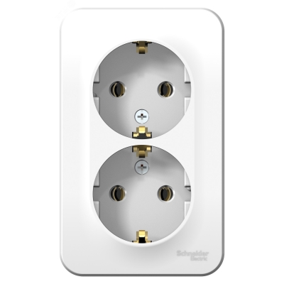 Розетка 2-м ОП Blanca 16А IP20 250В с заземл. без защ. шторок с изолир. пластиной бел. SE BLNRA010211