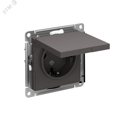 Розетка AtlasDesign 16А IP20 с заземл. защ. шторки с крышкой механизм базальт SE ATN001446