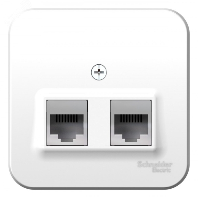 Розетка BLANCA наружная двойная компьютерная RJ45+телефонная RJ11, кат.5e, с изолирующей пластиной, белый BLNIA045111