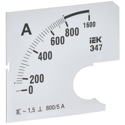 Шкала смен. для амперметра Э47 800/5А-1,5 72х72мм IPA10D-SC-0800