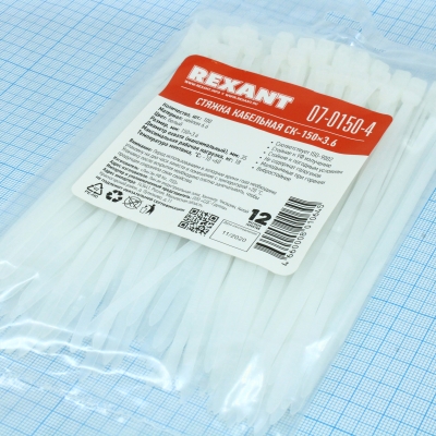 Стяжка 3.6*150 белая (100 шт)