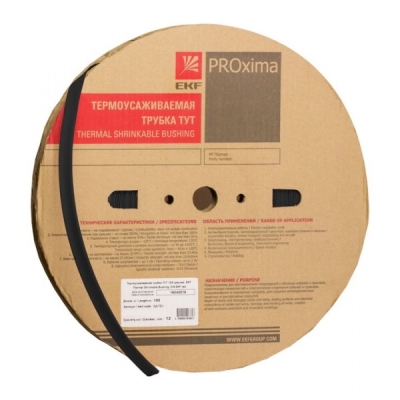 Термоусаживаемая трубка ТУТ нг 10/5 черная рулон PROxima tut-10-b