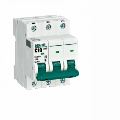 Выключатель автоматический модульный 3п С 10А 6кА ВА-103 DEKraft 12303DEK