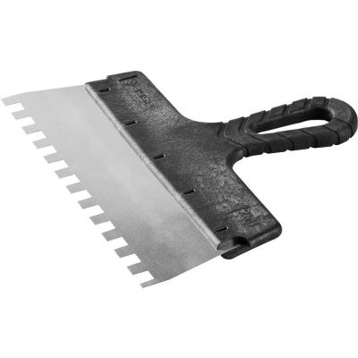 ЗУБР 250 мм, зуб 10 х 10 мм, пластиковая ручка, нержавеющий фасадный шпатель (10078-25-10)